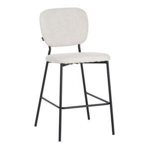 Σκαμπό μπαρ Cathair House Genius μπουκλέ ύφασμα σε μπεζ απόχρωση με μαύρα μεταλλικά πόδια 48x54x100εκ