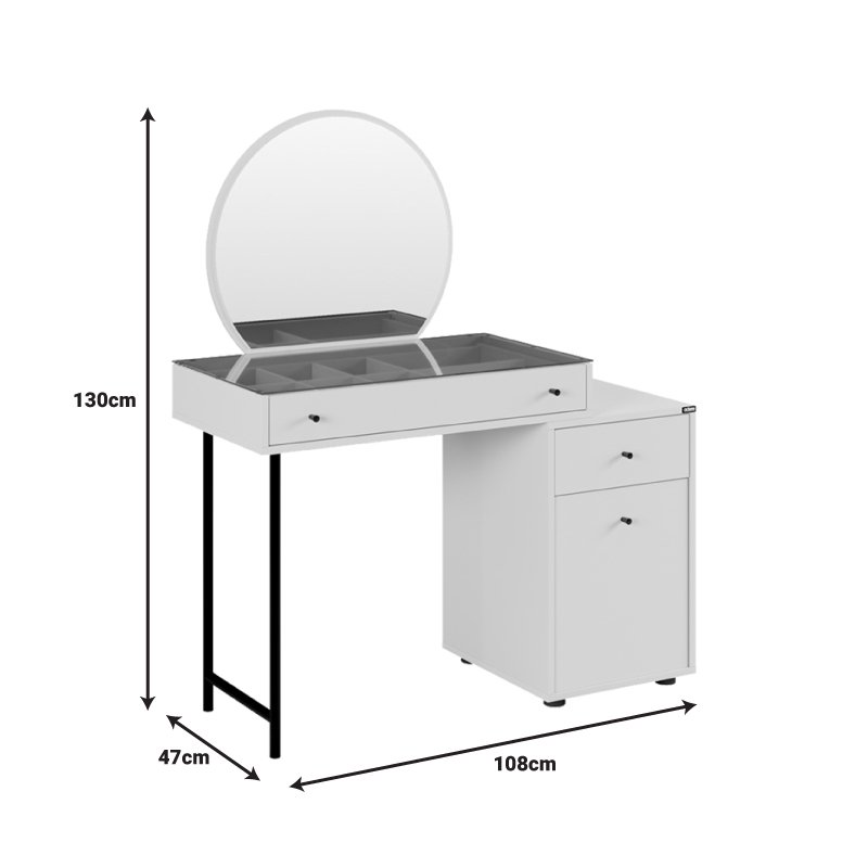 Τουαλέτα κρεβατοκάμαρας με καθρέπτη Princesa House Genius σε mink απόχρωση 108x47x130εκ - Image 4