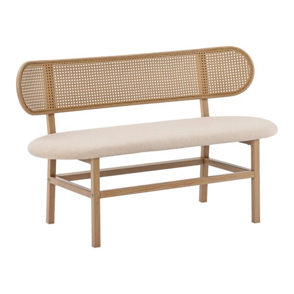 Καναπές 2θέσιος Enrico House Genius φυσικό pe rattan-μπεζ ύφασμα-φυσικό μέταλλο 121x51.5x75εκ