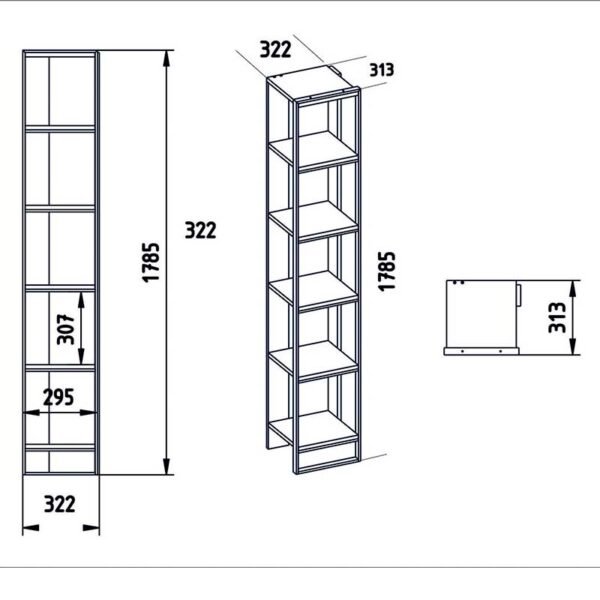 Βιβλιοθήκη Marble House Genius χρώμα λευκό μαρμάρου-χρυσό 32x31,5x178,5εκ - Image 4