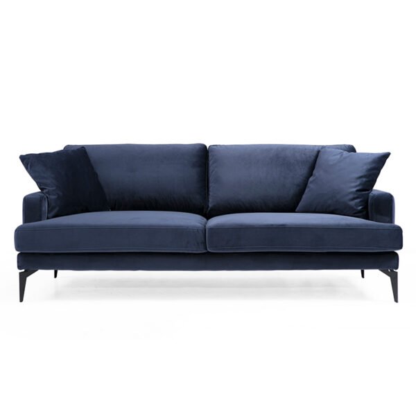 Καναπές 3θέσιος Fortune House Genius βελούδο μπλε-μαύρο 205x88x90εκ - Image 3