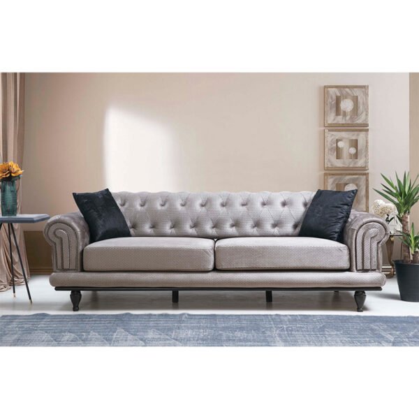 Καναπές 3θέσιος PWF-0522 House Genius ύφασμα γκρι-μαύρο 230x95x78εκ - Image 2