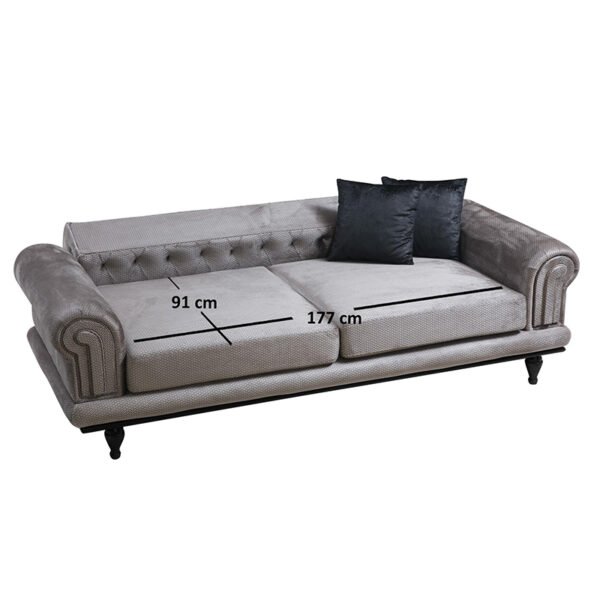 Καναπές 3θέσιος PWF-0522 House Genius ύφασμα γκρι-μαύρο 230x95x78εκ - Image 5