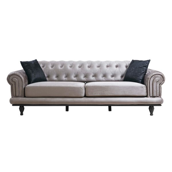 Καναπές 3θέσιος PWF-0522 House Genius ύφασμα γκρι-μαύρο 230x95x78εκ