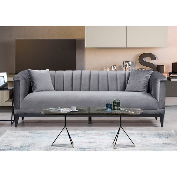 Καναπές 3θέσιος PWF-0541 House Genius βελούδο ανθρακί 255x89x79εκ - Image 2
