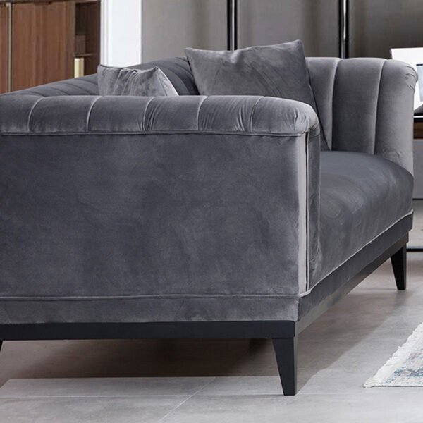 Καναπές 3θέσιος PWF-0541 House Genius βελούδο ανθρακί 255x89x79εκ - Image 3