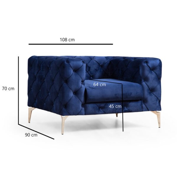 Πολυθρόνα PWF-0579 House Genius ύφασμα μπλε 108x90x70εκ - Image 4