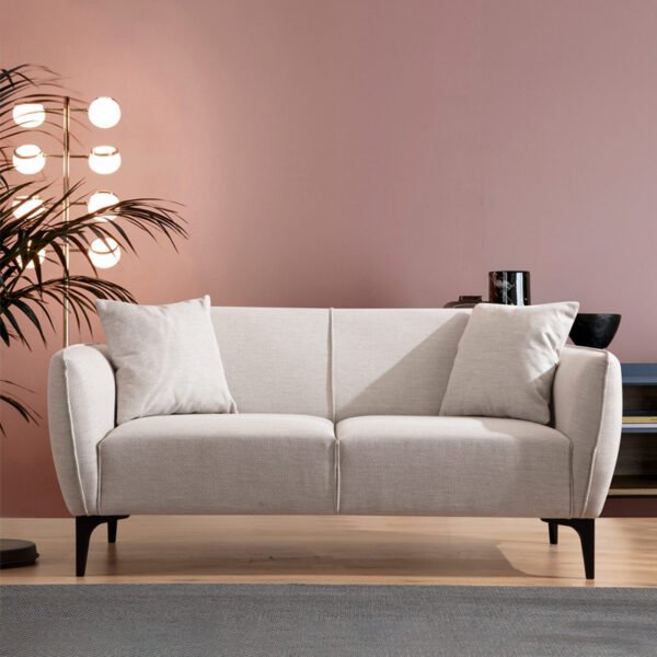 Καναπές 2θέσιος PWF-0565 House Genius ύφασμα λευκό-γκρι 160x95x67εκ - Image 2