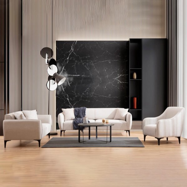 Καναπές 2θέσιος PWF-0565 House Genius ύφασμα λευκό-γκρι 160x95x67εκ - Image 5