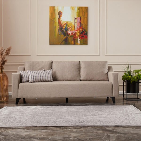Καναπές-κρεβάτι PWF-0592 House Genius 3θέσιος ύφασμα κρεμ 230x90x74εκ - Image 2