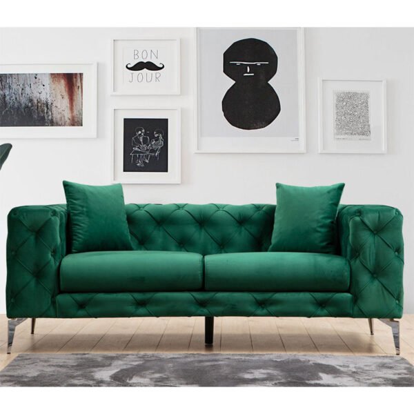 Καναπές 2θέσιος PWF-0579 House Genius τύπου Chesterfield ύφασμα πράσινο 197x90x73εκ - Image 2