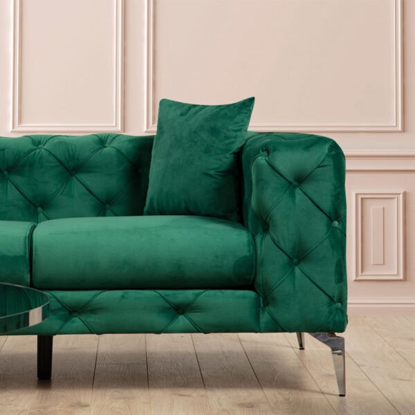 Καναπές 2θέσιος PWF-0579 House Genius τύπου Chesterfield ύφασμα πράσινο 197x90x73εκ - Image 4