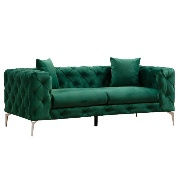 Καναπές 2θέσιος PWF-0579 House Genius τύπου Chesterfield ύφασμα πράσινο 197x90x73εκ