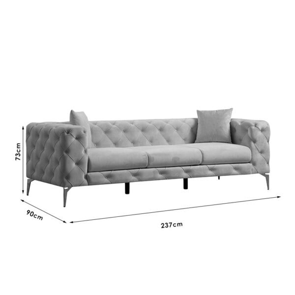 Καναπές 3θέσιος PWF-0579 House Genius τύπου Chesterfield ύφασμα εκρού 237x90x73εκ - Image 6