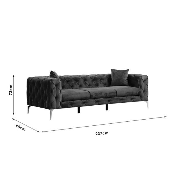 Καναπές 3θέσιος PWF-0579 House Genius τύπου Chesterfield ύφασμα κεραμιδί 237x90x73εκ - Image 3