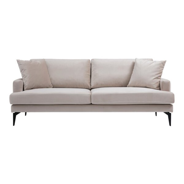 Καναπές 2θέσιος Fortune House Genius βελούδο μπεζ-μαύρο 175x90x88εκ - Image 4