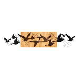 Διακοσμητικό τοίχου Excore House Genius ξύλο πεύκου σε φυσική απόχρωση με μαύρο μέταλλο 111x3x25εκ