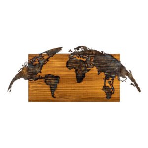 Διακοσμητικό τοίχου Mable House Genius ξύλο πεύκου σε φυσική απόχρωση με μαύρο μέταλλο 83x3x38εκ