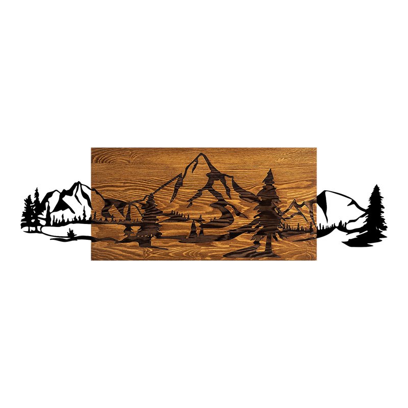 Διακοσμητικό τοίχου Nereve House Genius ξύλο πεύκου σε φυσική απόχρωση με μαύρο μέταλλο 95x3x30εκ