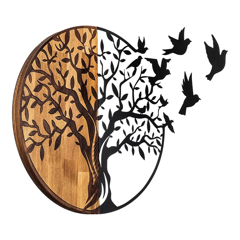 Διακοσμητικό τοίχου Benanje House Genius ξύλο πεύκου σε φυσική απόχρωση με μαύρο μέταλλο 92x3x71εκ - Image 3