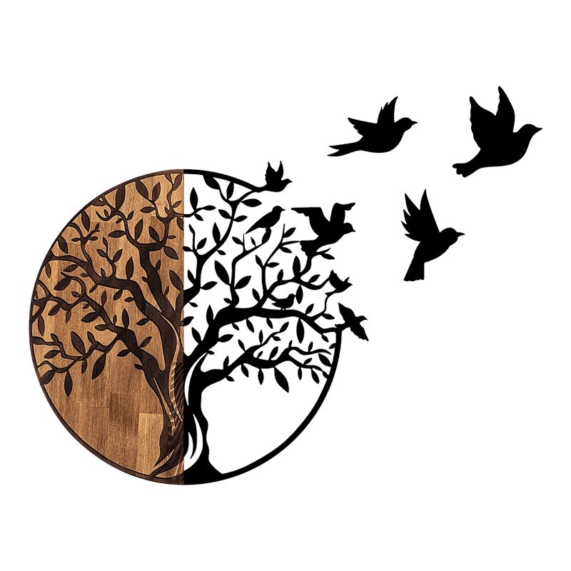 Διακοσμητικό τοίχου Benanje House Genius ξύλο πεύκου σε φυσική απόχρωση με μαύρο μέταλλο 92x3x71εκ