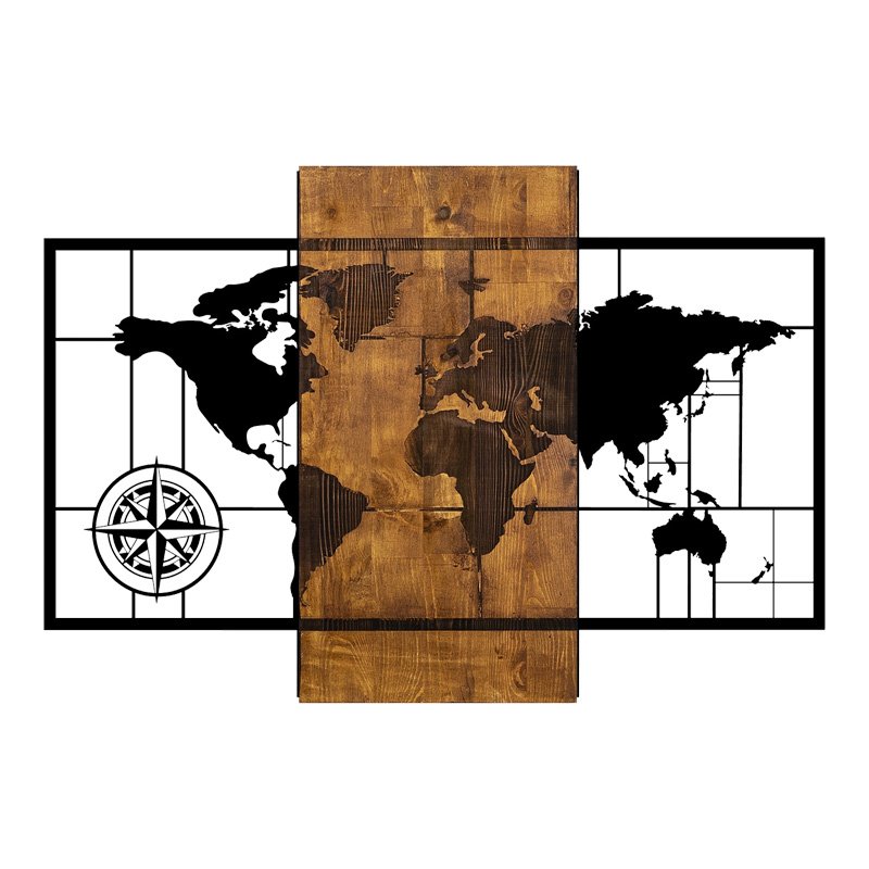 Διακοσμητικό τοίχου Merzo House Genius ξύλο πεύκου σε φυσική απόχρωση με μαύρο μέταλλο 58x3x85εκ