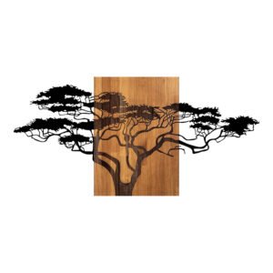 Διακοσμητικό τοίχου Efren House Genius ξύλο πεύκου σε φυσική απόχρωση με μαύρο μέταλλο 144x3x70εκ