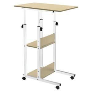 Βοηθητικό τραπέζι Babs House Genius τροχήλατο λευκό-φυσικό 60x40x71-92εκ