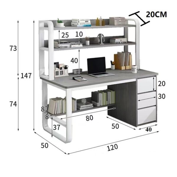 Γραφείο Soco House Genius με ραφιέρα-MDF φυσικό-λευκό 120x50x147εκ - Image 3