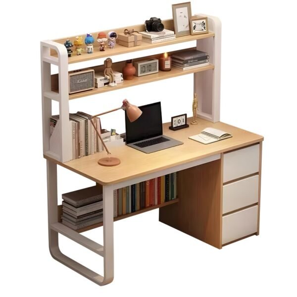 Γραφείο Soco House Genius με ραφιέρα-MDF φυσικό-λευκό 120x50x147εκ