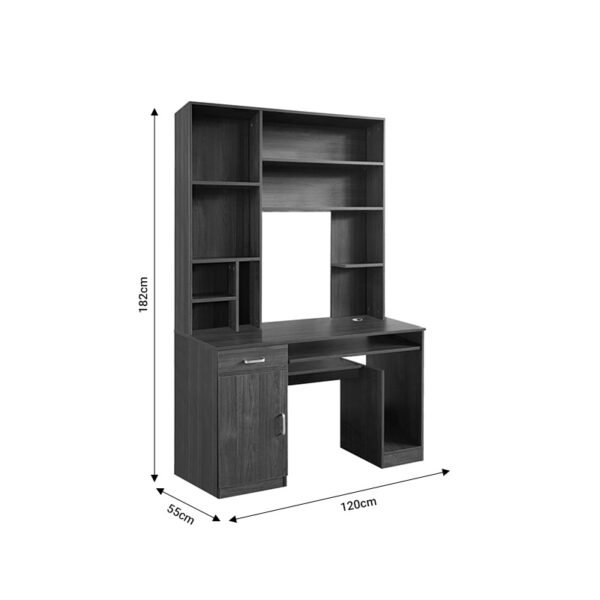 Γραφείο υπολογιστή με βιβλιοθήκη Novelty House Genius γκρι-oak 120x55x182εκ - Image 4