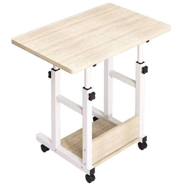 Γραφείο τροχήλατο Stolu House Genius MDF-metal σε φυσικό-λευκό απόχρωση 60x40x68εκ