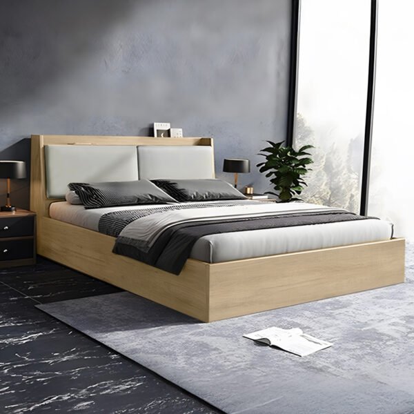 Κρεβάτι Akvare House Genius διπλό με αποθηκευτικό χώρο mdf σε φυσική απόχρωση 150x200εκ - Image 2