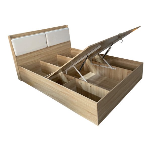 Κρεβάτι Akvare House Genius διπλό με αποθηκευτικό χώρο mdf σε φυσική απόχρωση 150x200εκ - Image 3