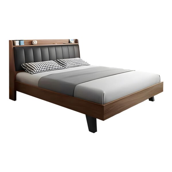Κρεβάτι Frankly House Genius mdf-pu σε καρυδί-μαύρο απόχρωση 150x200εκ