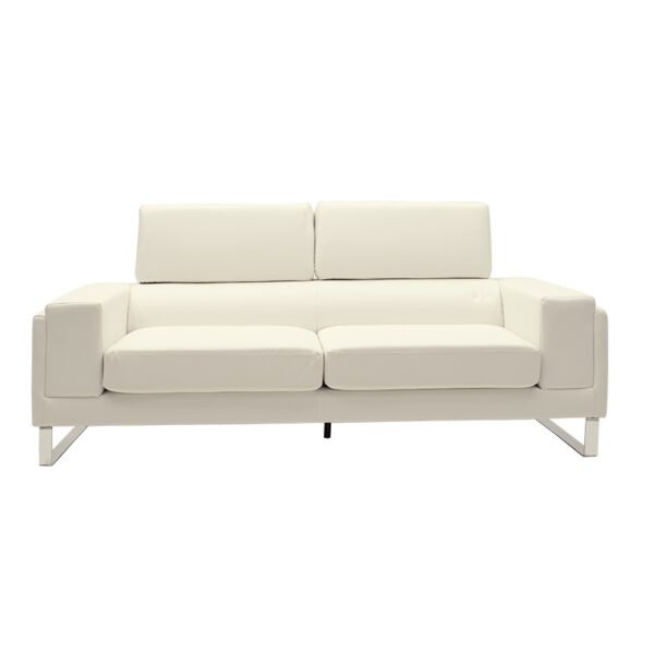 Καναπές Shea House Genius 3θέσιος PU ivory-inox 198x80x87εκ - Image 3
