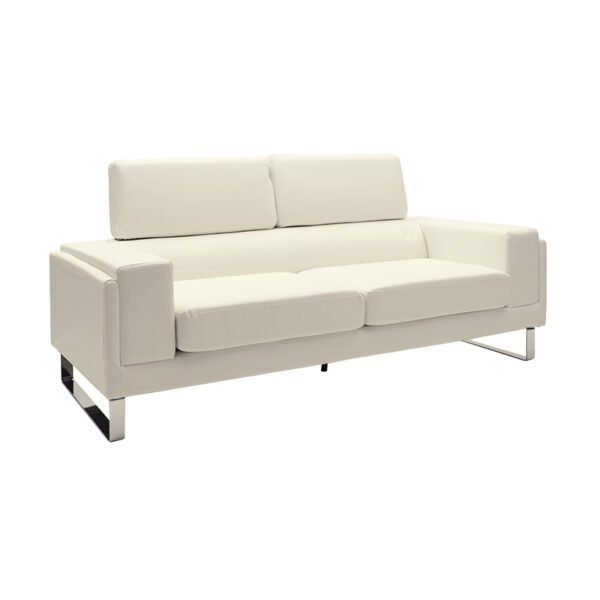 Καναπές Shea House Genius 3θέσιος PU ivory-inox 198x80x87εκ