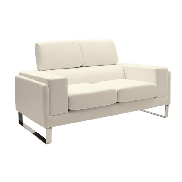 Καναπές Shea House Genius 2θέσιος PU ivory-inox 158x80x87εκ