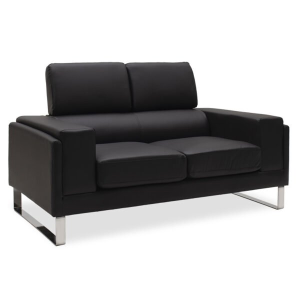 Καναπές Shea House Genius 2θέσιος pu μαύρο-inox 158x80x87εκ