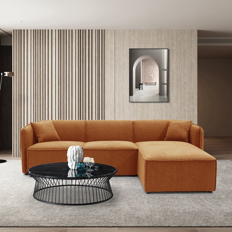 Kαναπές αναστρέψιμος γωνιακός Soofa House Genius ύφασμα σε πορτοκαλί απόχρωση 270x163x74εκ - Image 2