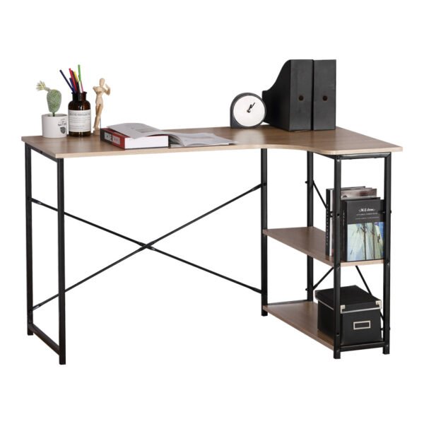 Γωνιακό γραφέιο Merlin House Genius δεξιά γωνία σε oak απόχρωση με μαύρο μέταλλο 120x73x75εκ - Image 3