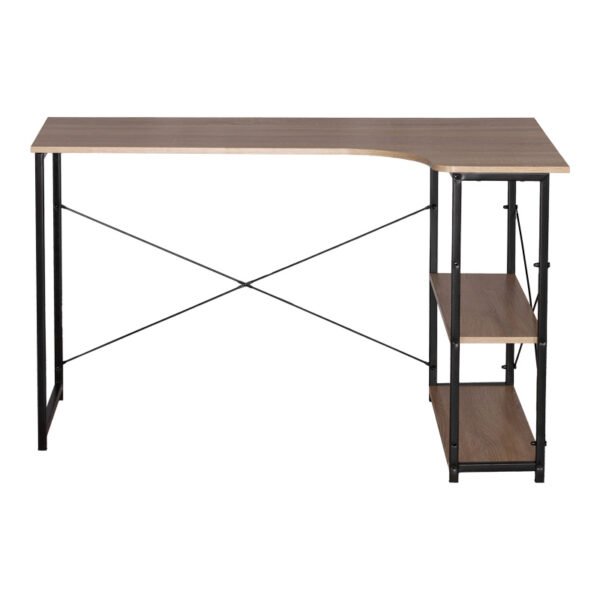 Γωνιακό γραφέιο Merlin House Genius δεξιά γωνία σε oak απόχρωση με μαύρο μέταλλο 120x73x75εκ - Image 4