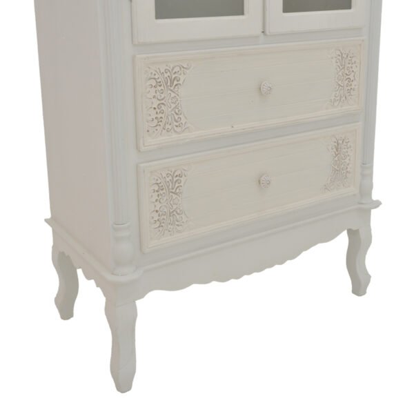 Βιτρίνα Pazlen Inart mdf σε λευκή αντικέ απόχρωση 74.5x39x190εκ - Image 4