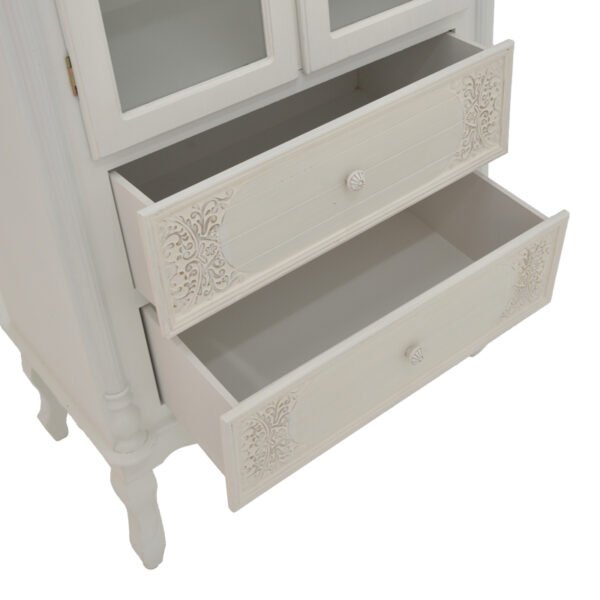 Βιτρίνα Pazlen Inart mdf σε λευκή αντικέ απόχρωση 74.5x39x190εκ - Image 5