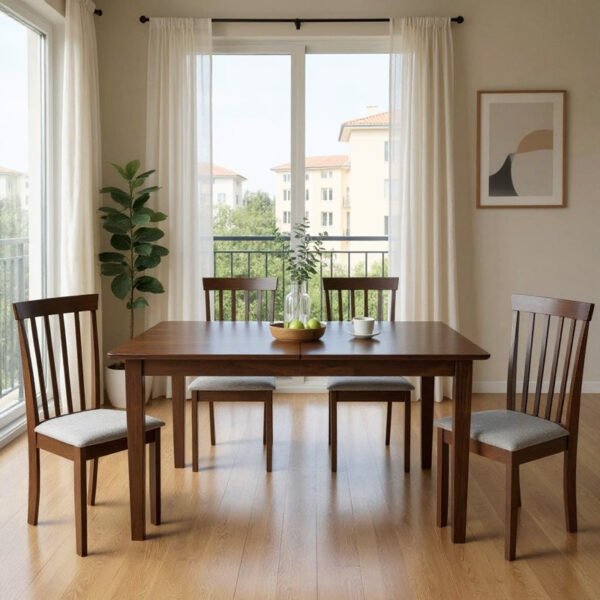 Tραπεζαρία επεκτεινόμενη Mabor-Houston House Genius ξύλο σε καρυδί απόχρωση 120-150x80x73,8εκ