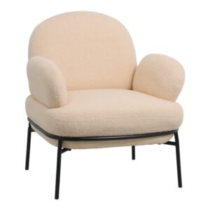 Πολυθρόνα Jaycob House Genius μπουκλέ μπεζ-πόδι μαύρο μέταλλο 74x71x83εκ