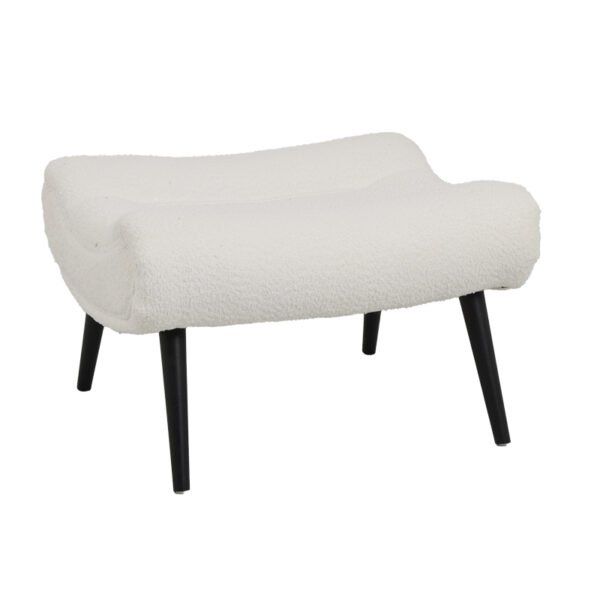 Σκαμπό - υποπόδιο Silla House Genius μπουκλέ ύφασμα σε λευκή απόχρωση 68x58x40εκ
