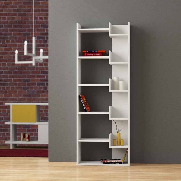 Βιβλιοθήκη Oppa House Genius χρώμα λευκό 61x22x162εκ - Image 2