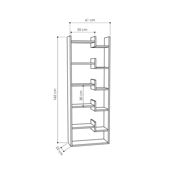 Βιβλιοθήκη Oppa House Genius χρώμα λευκό 61x22x162εκ - Image 3