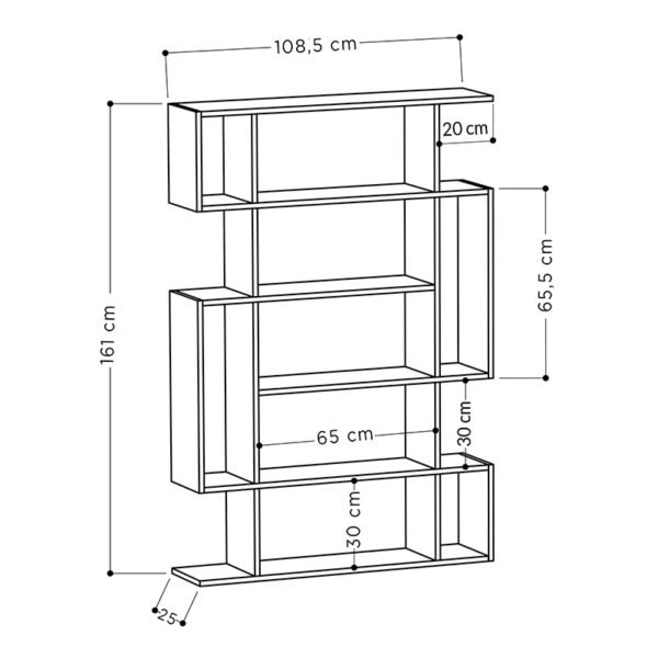 Βιβλιοθήκη MITO House Genius σε χρώμα φυσικό-ανθρακί 108,5x25,5x161εκ - Image 3